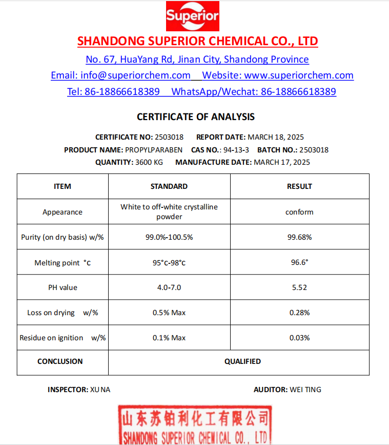Propylparaben CAS No: 94-13-3 4 Propylparaben